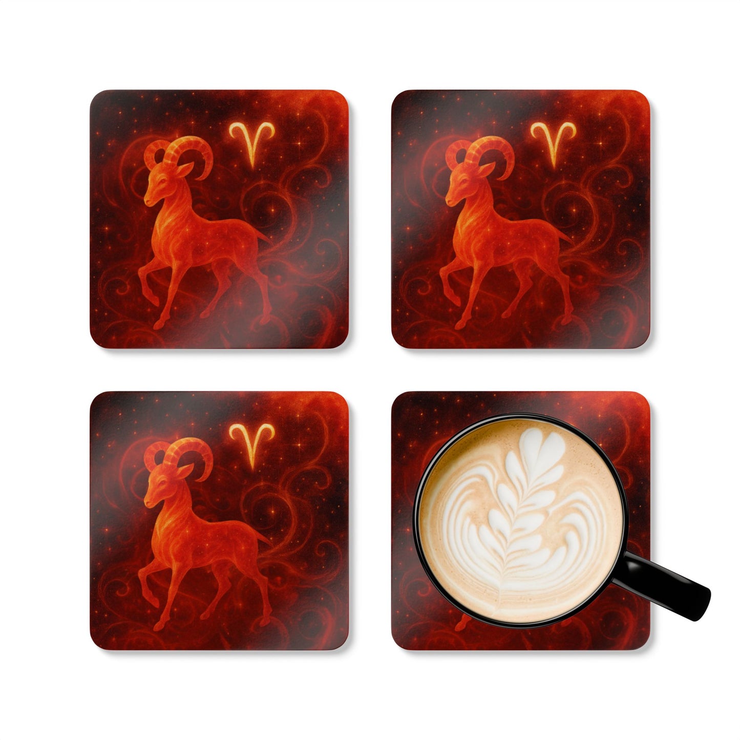 Aries Zodiac Cork Coaster Set - Astrological Drinkware for Home Décor