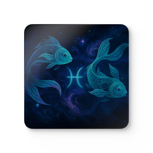 Astrological Pisces Cork Coaster Set - Zodiac Home Decor