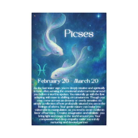 Pisces Zodiac Art Canvas Print - Astrology Home Decor for Spirituality Lovers