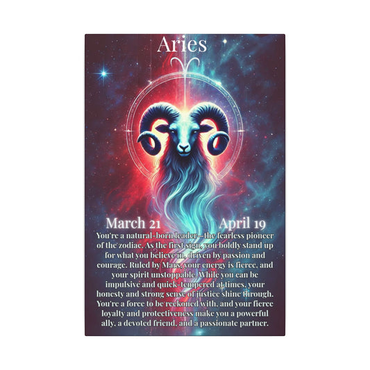 Aries Zodiac Matte Canvas Wall Art - Cosmic Illustration & Horoscope Decor