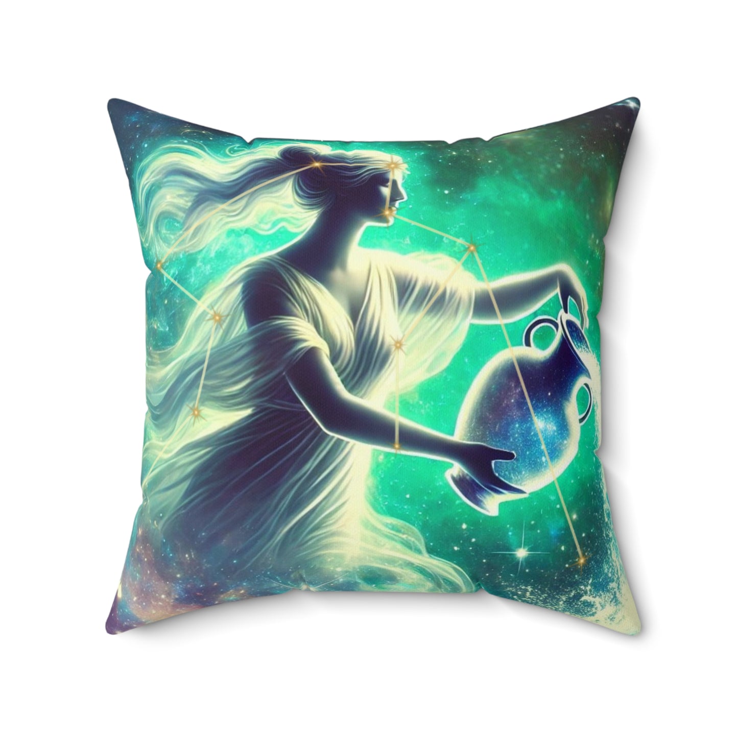 Aquarius Zodiac Square Pillow - Celestial Decor for Astrology Lovers