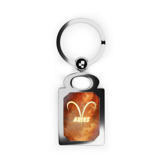 Personalized Aries Photo Keyring - Celestial Zodiac Charm