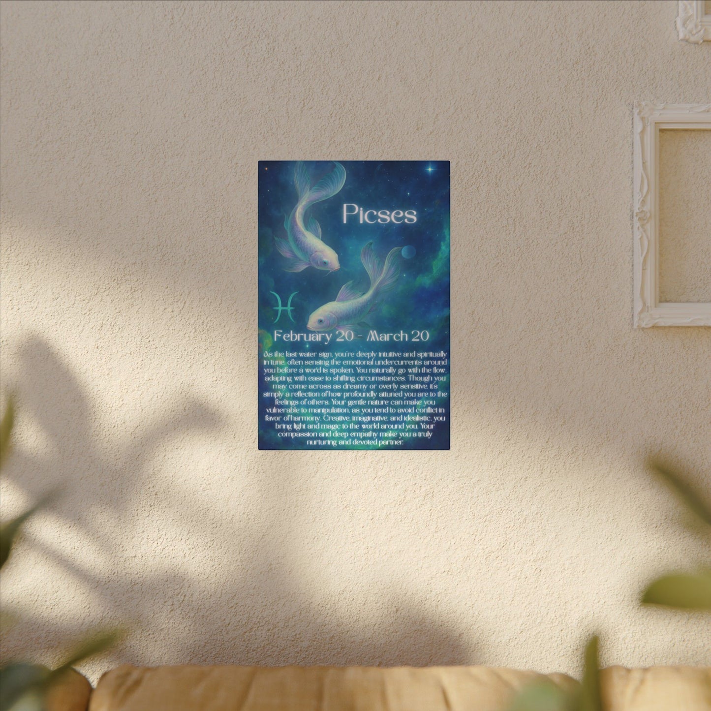 Pisces Zodiac Art Canvas Print - Astrology Home Decor for Spirituality Lovers