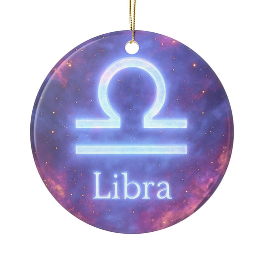 Libra Ceramic Ornament – 2-Side Print – Zodiac Gift Personalized Home Decor