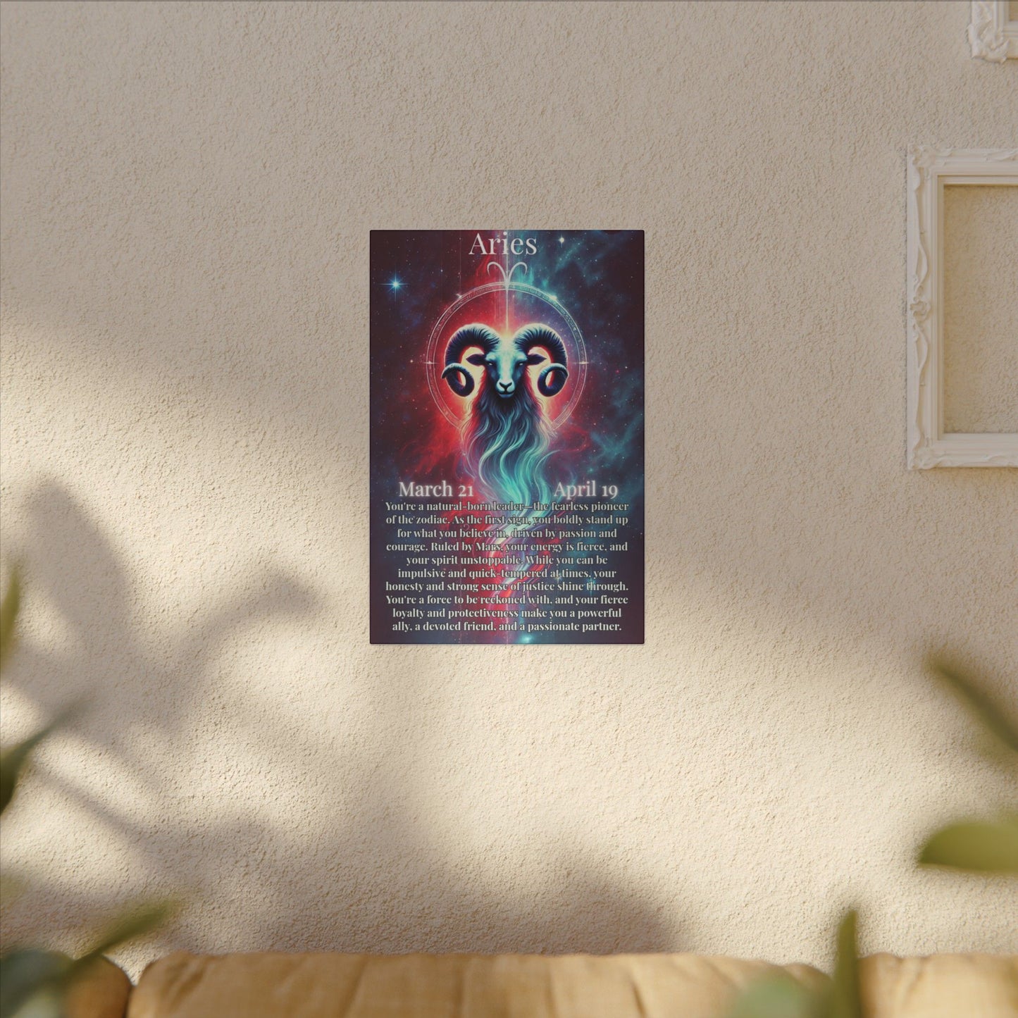 Aries Zodiac Matte Canvas Wall Art - Cosmic Illustration & Horoscope Decor