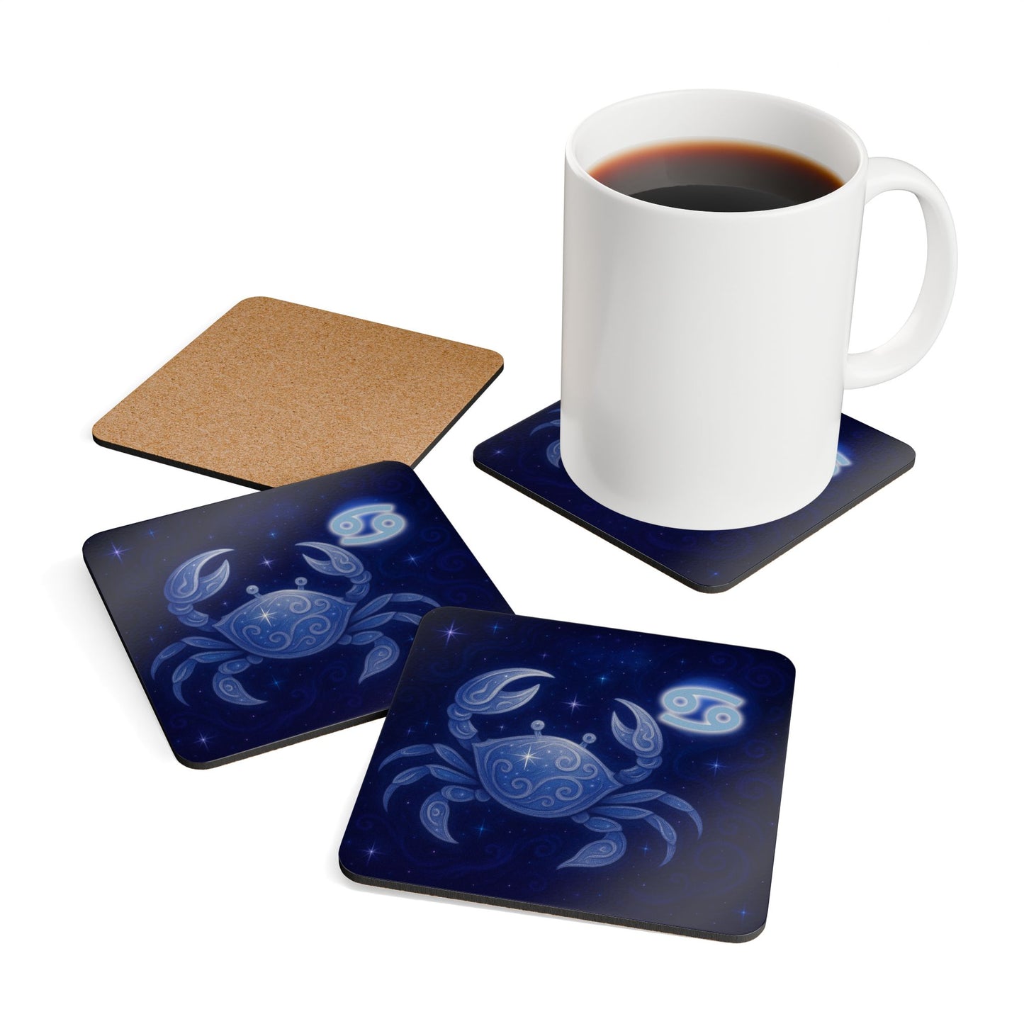 Astrology Crab Corkwood Coaster Set - Zodiac Home Decor