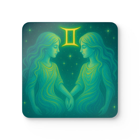 Astrological Gemini Corkwood Coaster Set - Zodiac Sign Home Decor