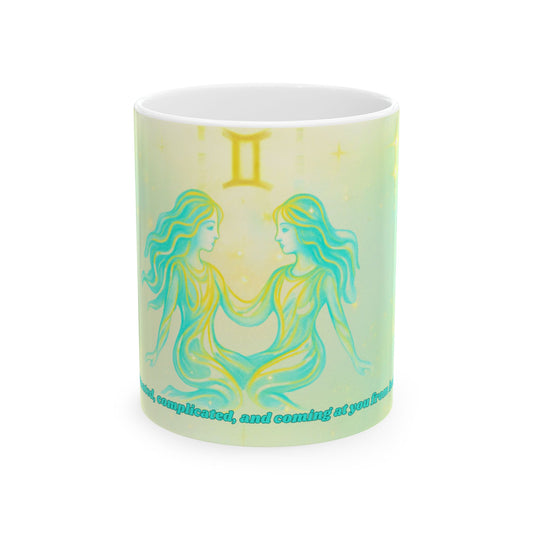 Gemini Zodiac Ceramic Mug - 11oz & 15oz - Mystical Twin Design for Astrology Lovers