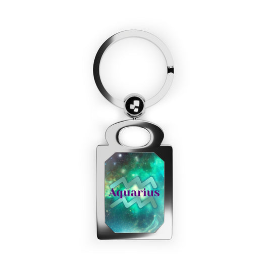 Astrology Keyring for Aquarius - Personalized Rectangle Photo Keychain