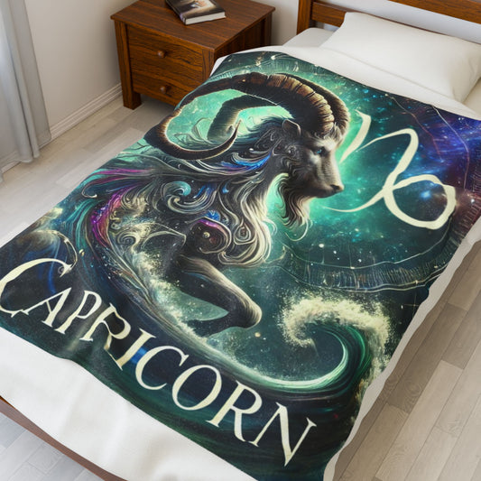 Comfortable Capricorn Velveteen Plush Blanket
