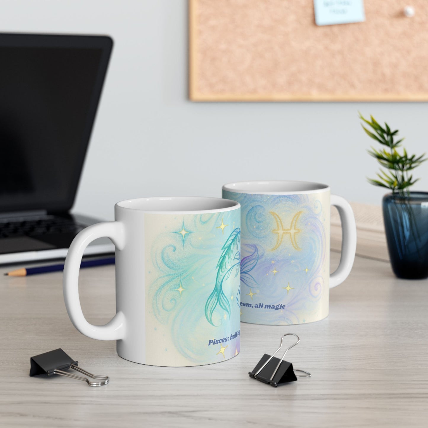 Dreamy Pisces Mug - Inspirational Ceramic Coffee Cup, Unique Gift for Fish Lovers, Whimsical Drinkware, Office Decor, Co-worker Present