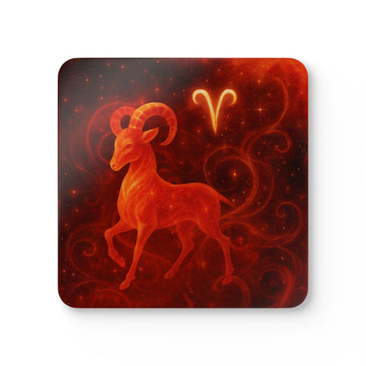 Aries Zodiac Cork Coaster Set - Astrological Drinkware for Home Décor