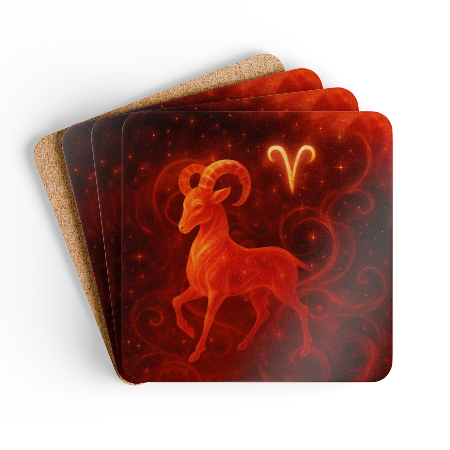 Aries Zodiac Cork Coaster Set - Astrological Drinkware for Home Décor