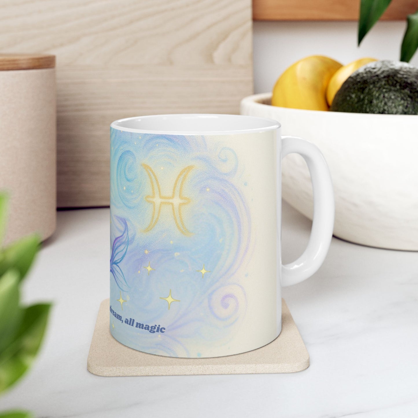 Dreamy Pisces Mug - Inspirational Ceramic Coffee Cup, Unique Gift for Fish Lovers, Whimsical Drinkware, Office Decor, Co-worker Present