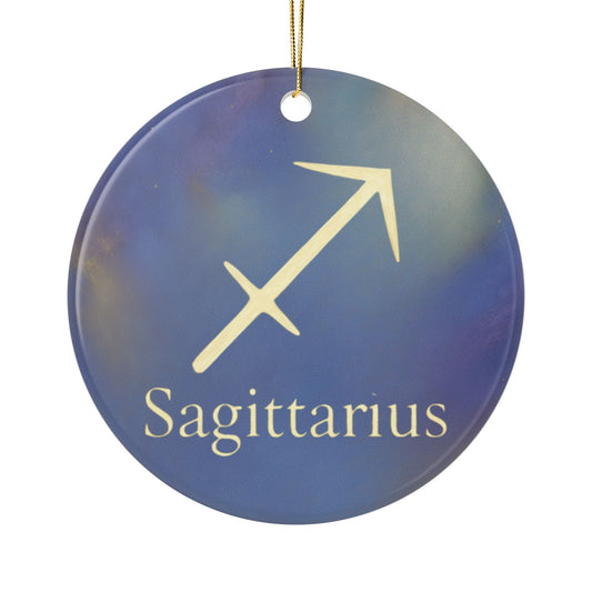 Sagittarius Ceramic Ornaments - 2-Sided Print with Zodiac Symbols and Traits