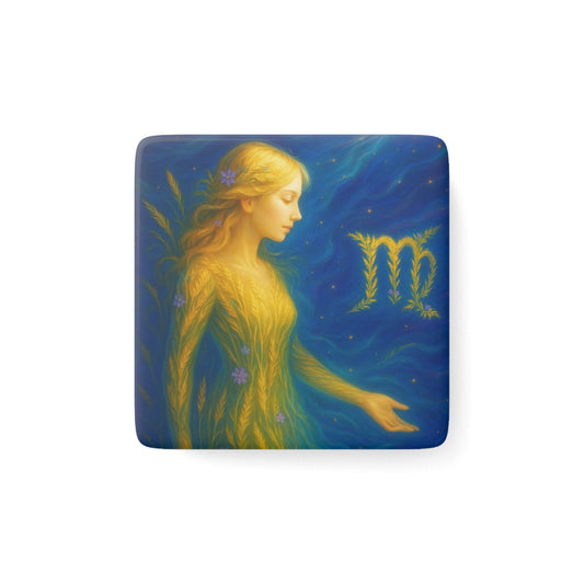 Virgo Mystic Porcelain Magnet, Zodiac Decor, Astrological Gift, Home Decoration, Spiritual Wall Art