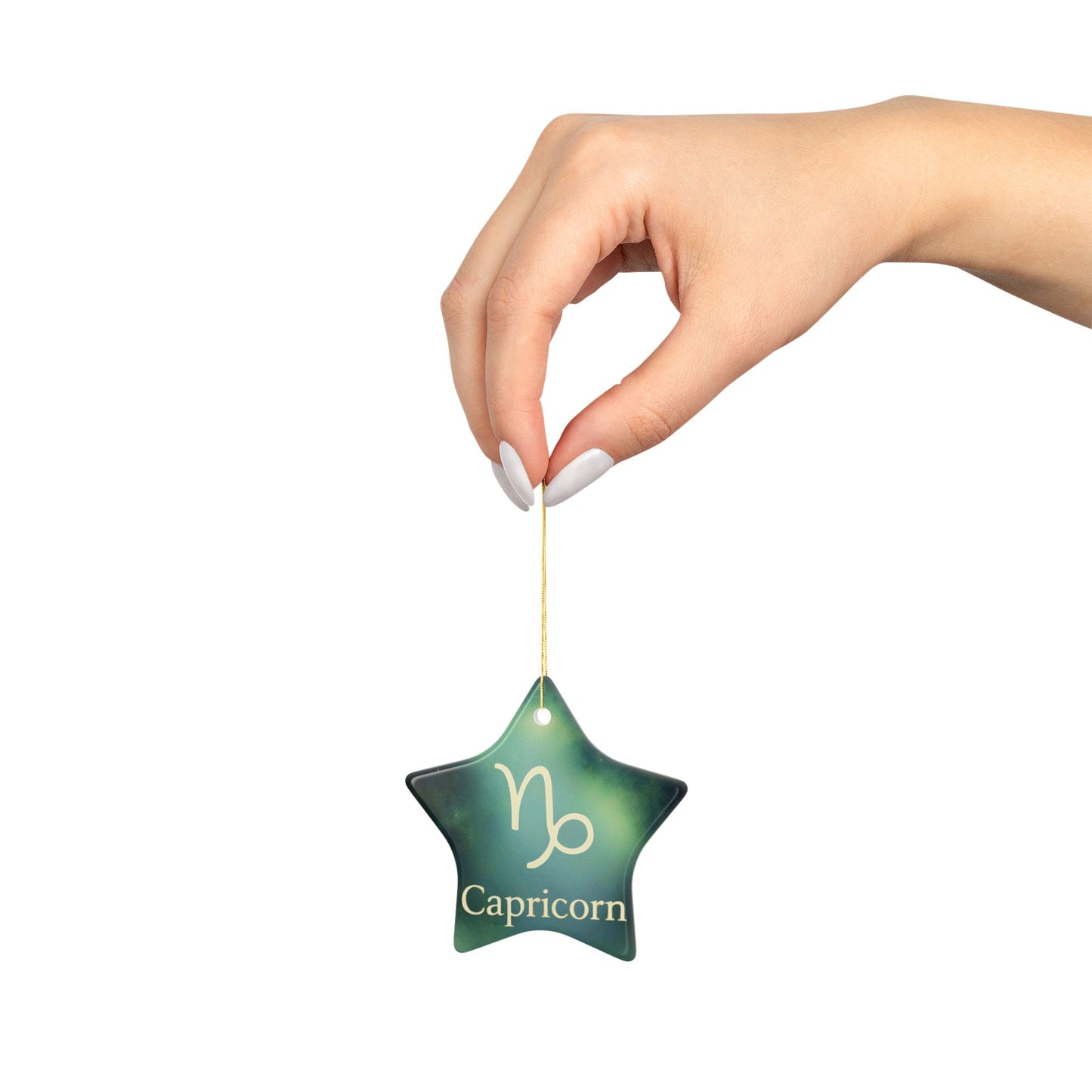 Capricorn Ceramic Ornament - 2-Sided Zodiac Holiday Decoration