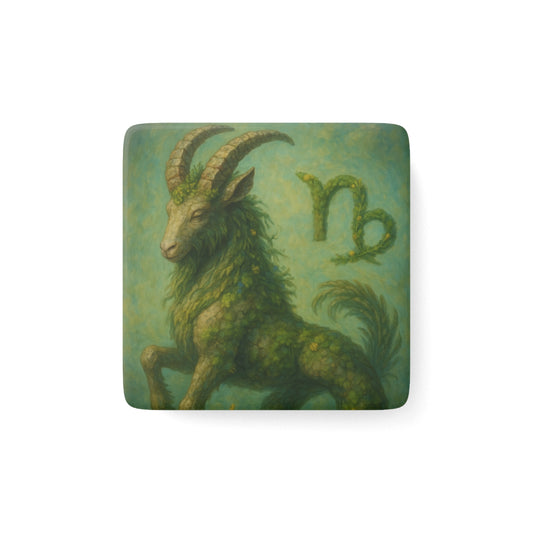 Capricorn Zodiac Porcelain Magnet, Square, Astrology Decor, Unique Gift for Astrology Lovers, Kitchen Fridge Magnet, Horoscope Collectible