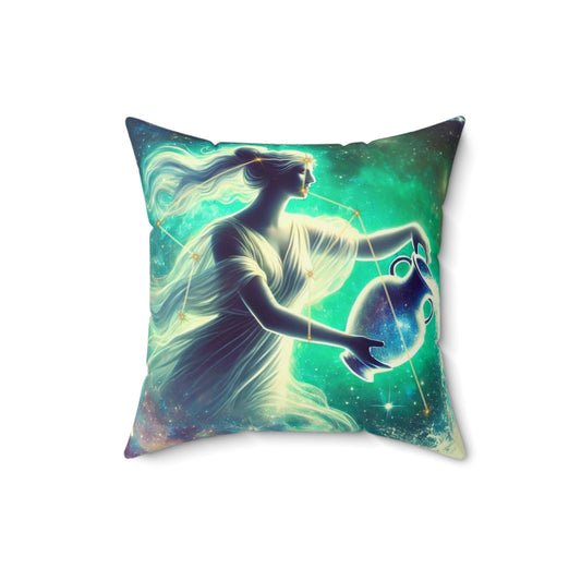 Aquarius Zodiac Square Pillow - Celestial Decor for Astrology Lovers