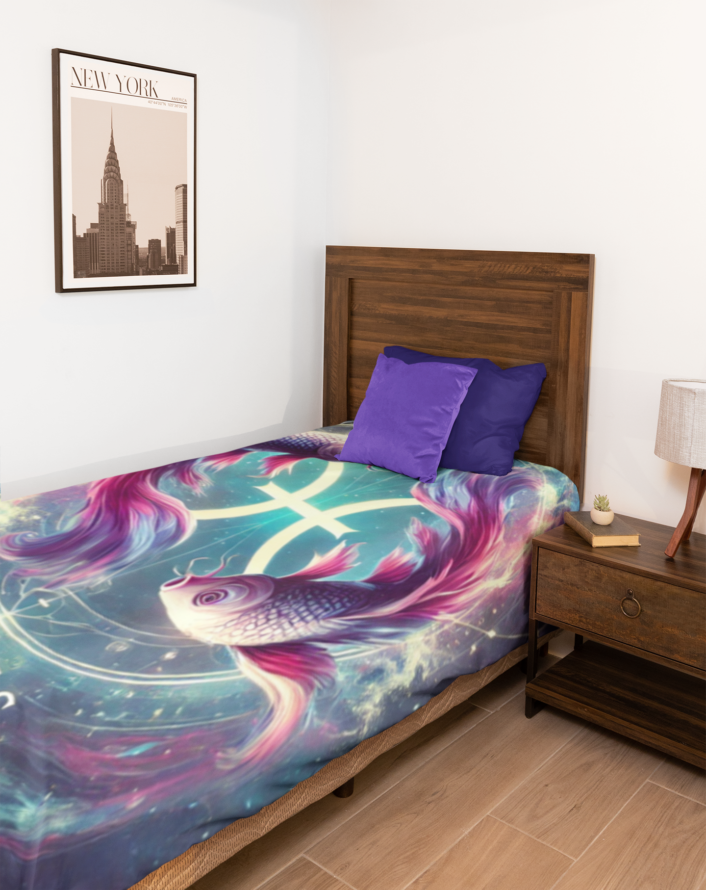 Pisces Zodiac Velveteen Plush Blanket - Cozy Astrology Decor