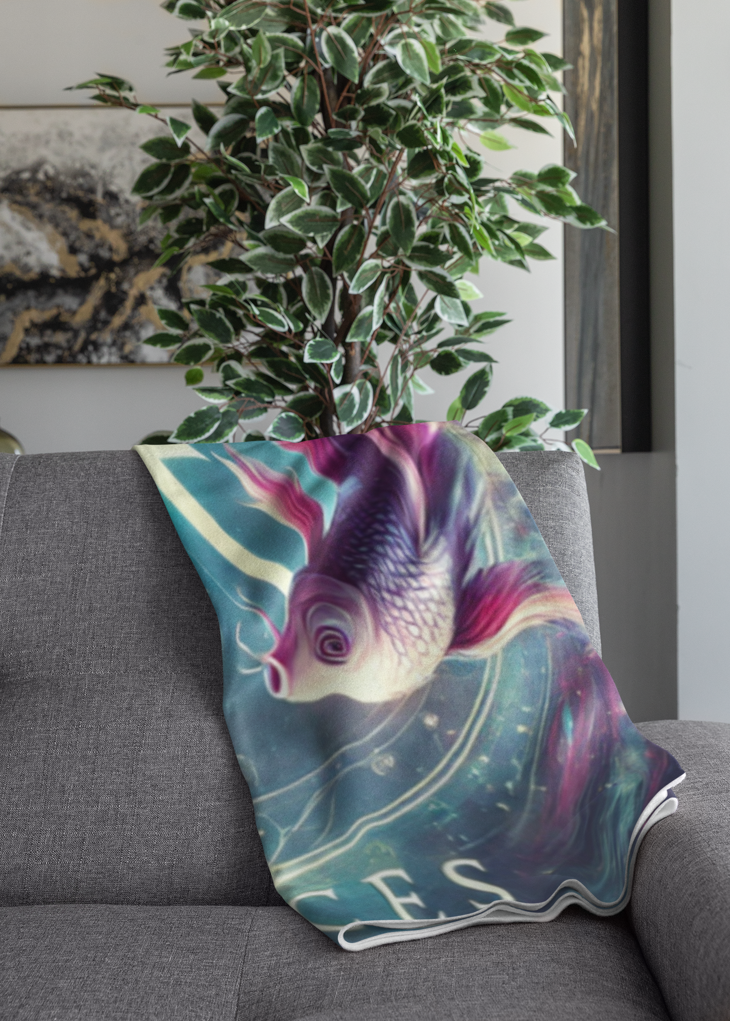Pisces Zodiac Velveteen Plush Blanket - Cozy Astrology Decor