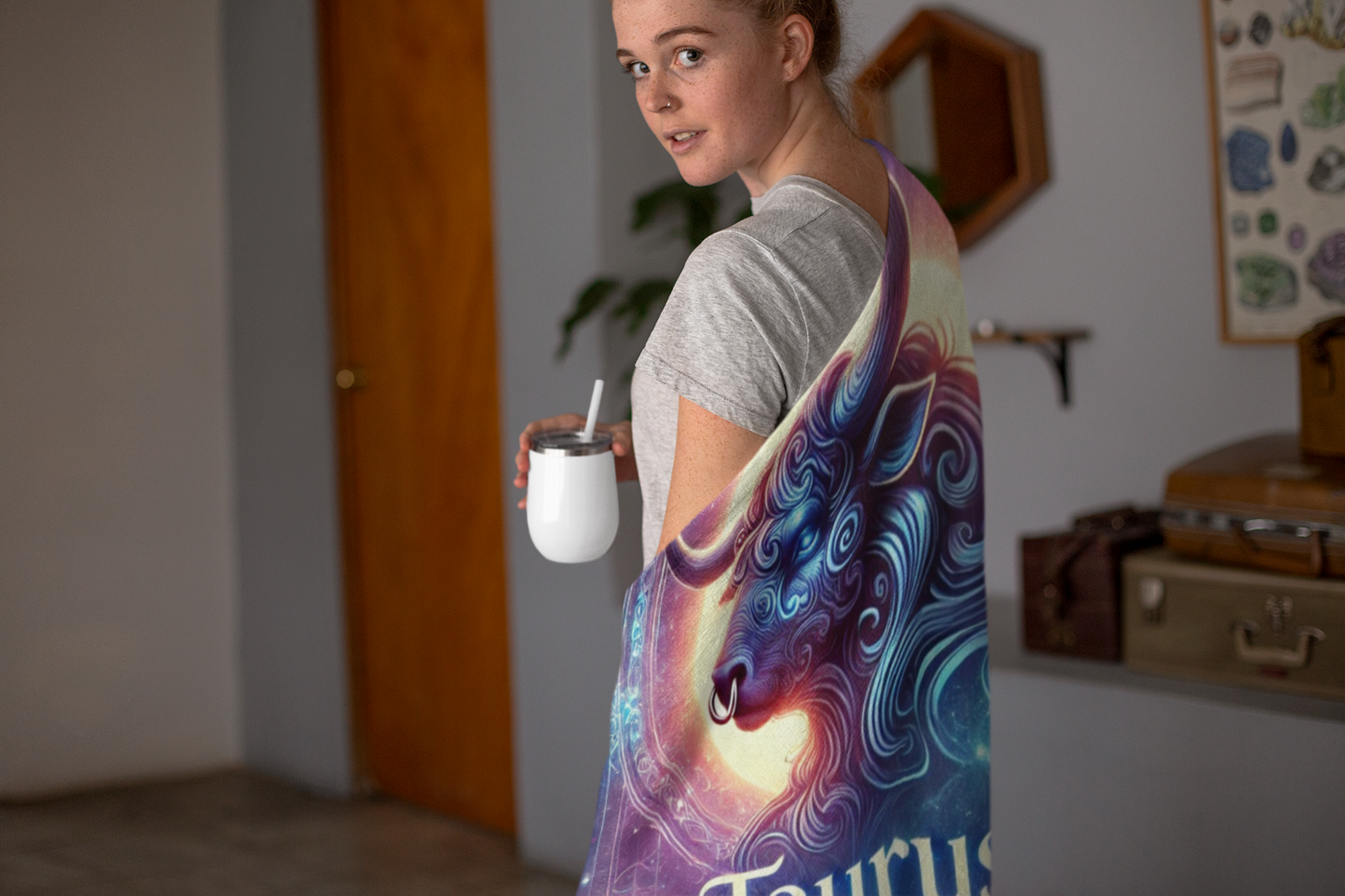 Taurus Velveteen Plush Astrology Blanket