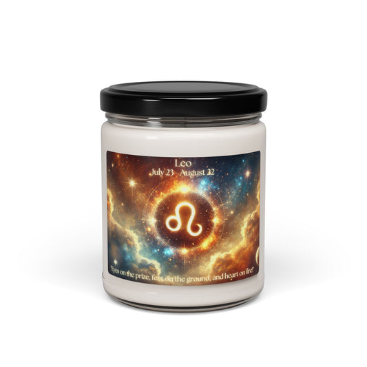 Leo Zodiac Scented Soy Candle - 9oz | Astrological Gift for Birthdays & Celebrations