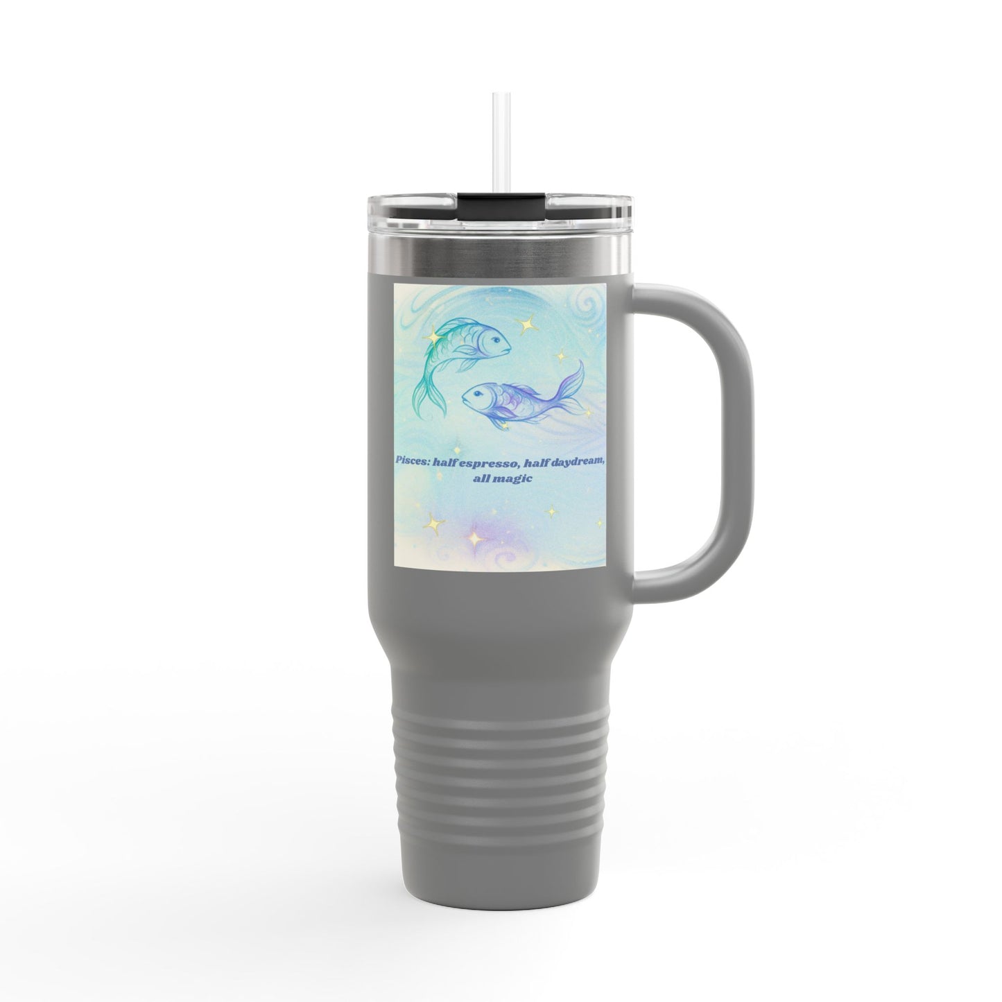 Pisces Magical Insulated Travel Mug - 40oz with Fun Coffee Quotes