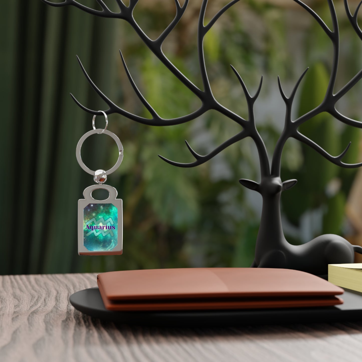Astrology Keyring for Aquarius - Personalized Rectangle Photo Keychain