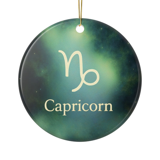 Capricorn Ceramic Ornament - 2-Sided Zodiac Holiday Decoration