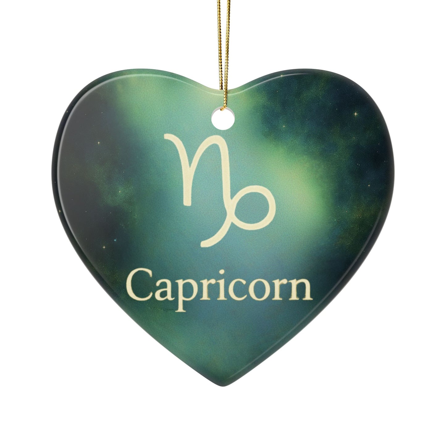 Capricorn Ceramic Ornament - 2-Sided Zodiac Holiday Decoration