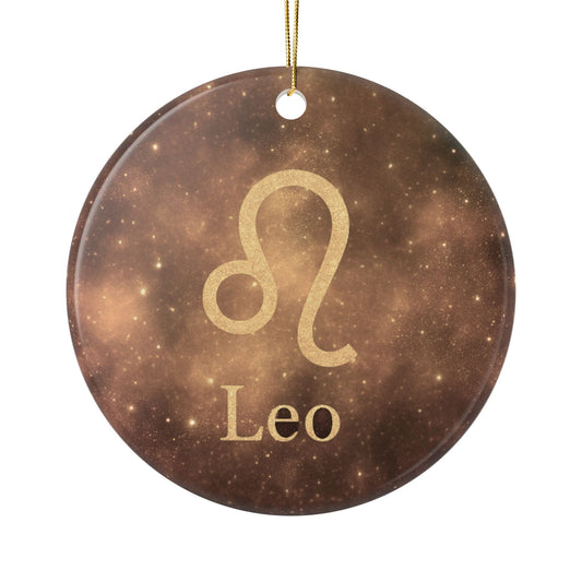 Leo Ceramic Ornament - Double-Sided Zodiac Decor for Astrology Lovers