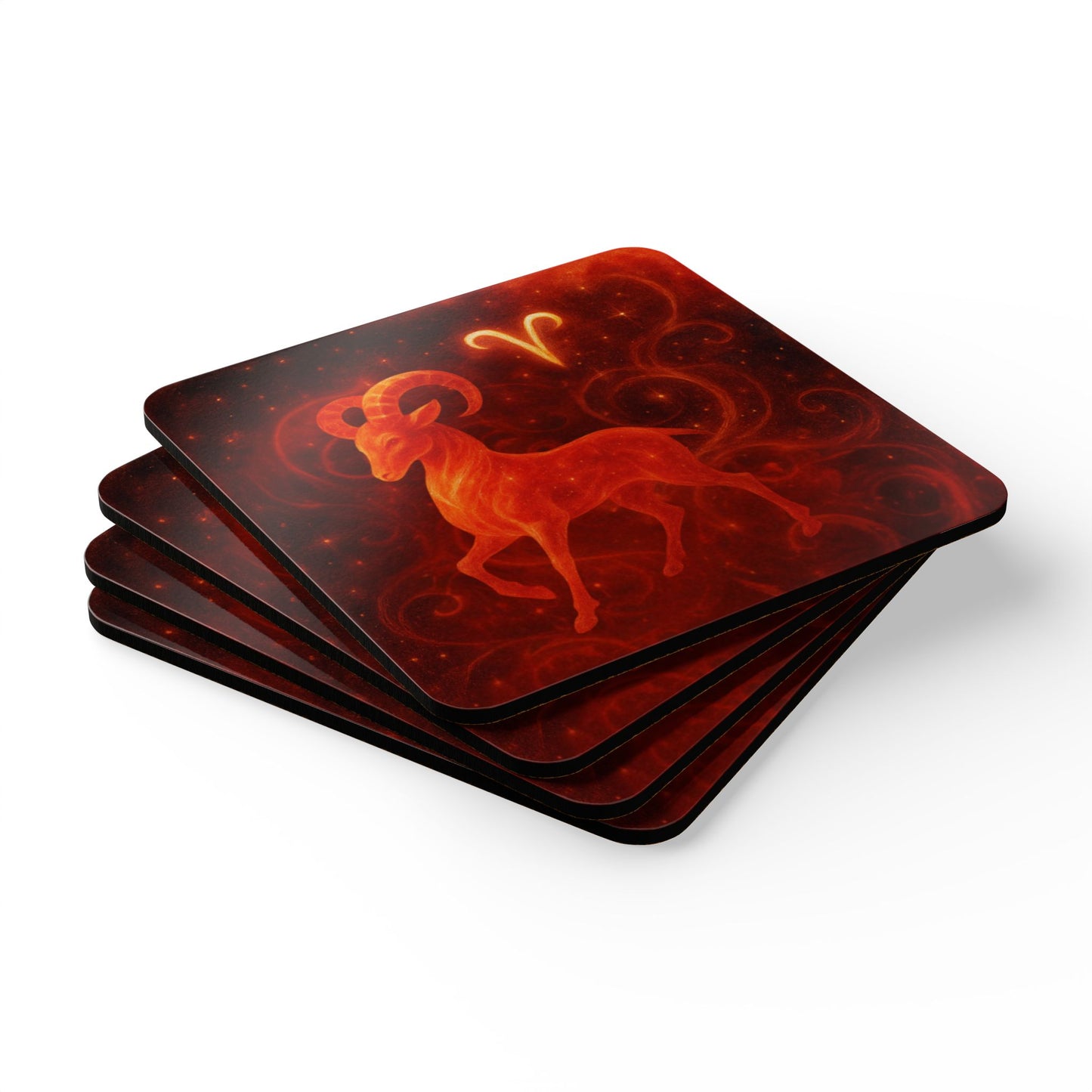 Aries Zodiac Cork Coaster Set - Astrological Drinkware for Home Décor