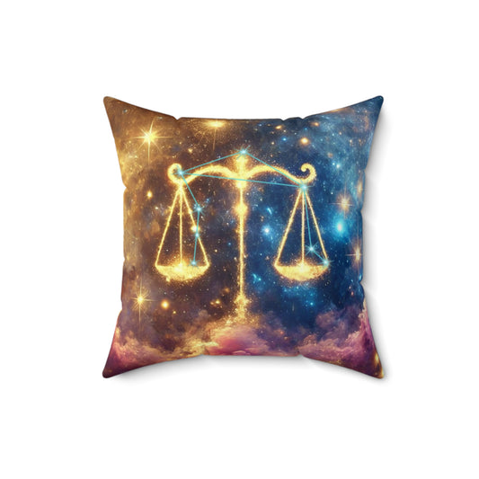 Libra Zodiac Spun Polyester Decorative Pillow - Cosmic Balance Design