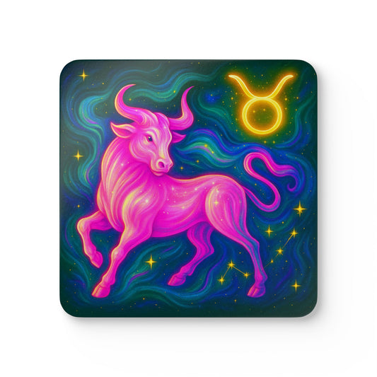 Taurus Astrology Corkwood Coaster Set, Zodiac Coasters, Taurus Gift, Home Decor, Horoscope Accessories, Personalized Coaster Set