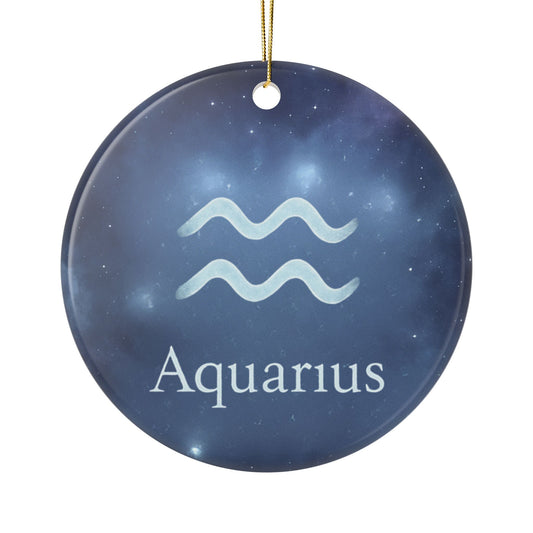 Aquarius Zodiac Ceramic Ornament – Unique & Creative 2-Sided Design