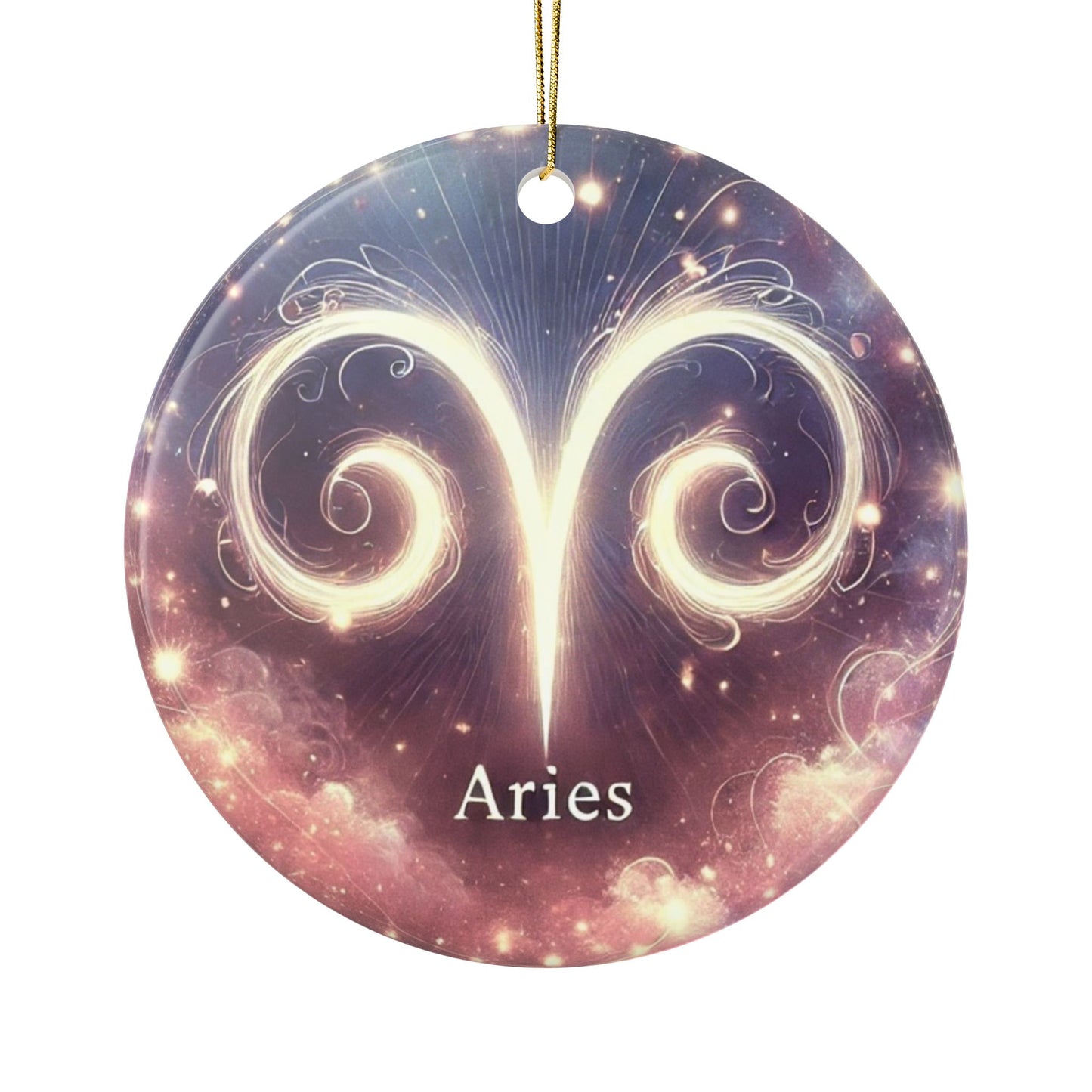 Aries Zodiac Ceramic Ornaments | 2-Sided Print for Celebrations & Decor