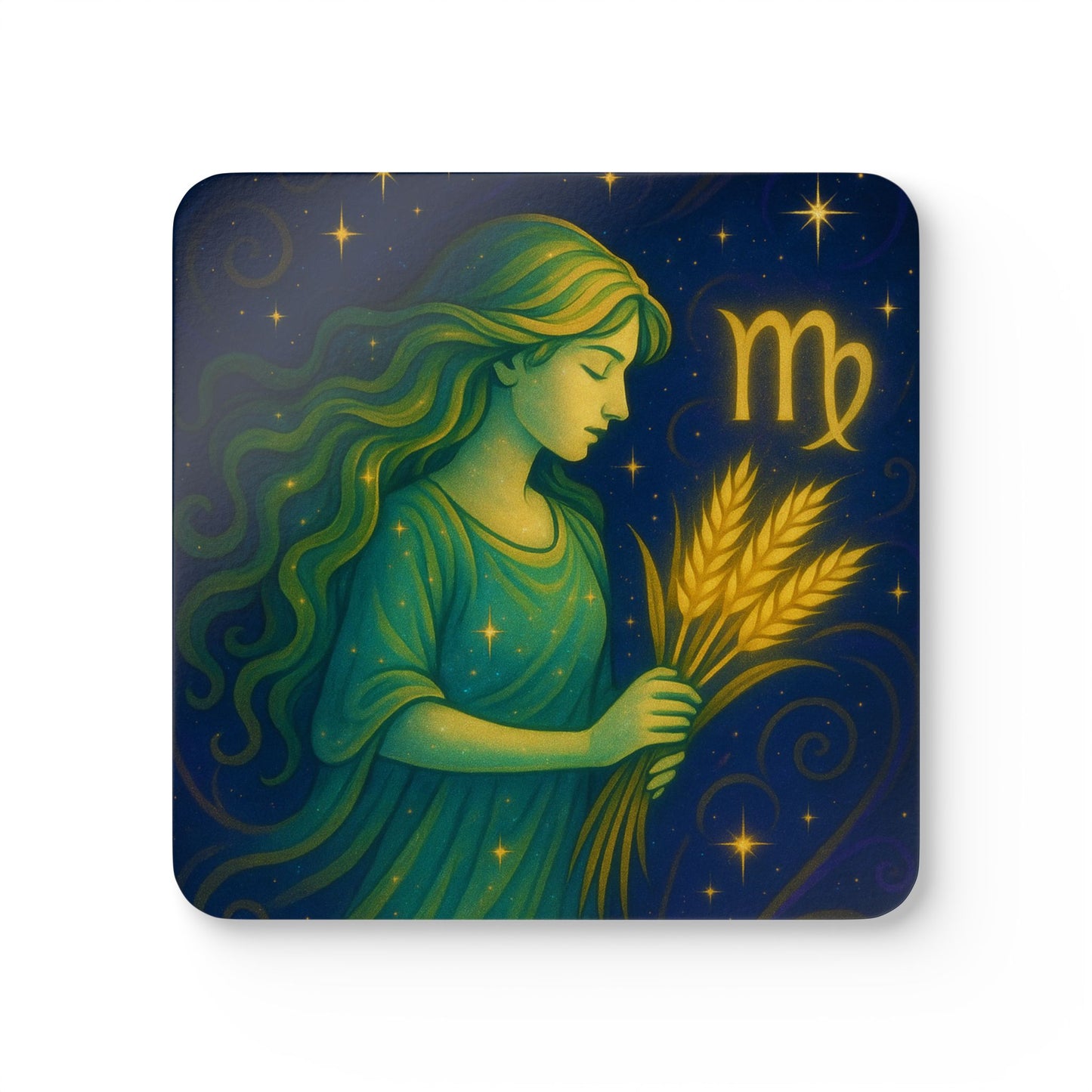 Astrology Corkwood Coaster Set - Virgo Design for Celestial Decor