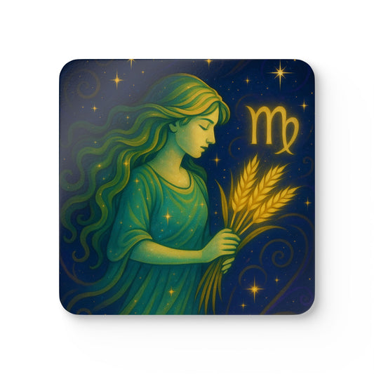 Astrology Corkwood Coaster Set - Virgo Design for Celestial Decor