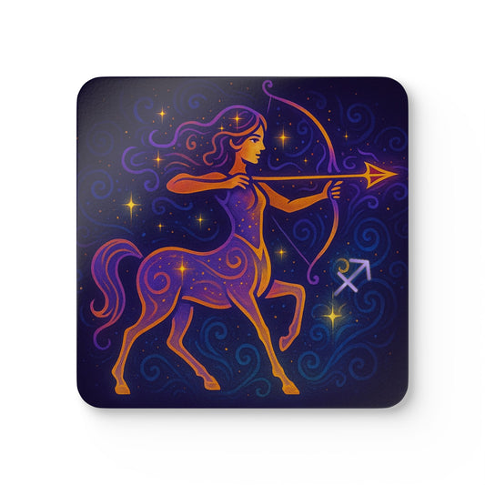 Astrology Cork Coaster Set - Sagittarius Design