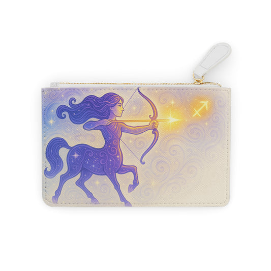 Sagittarius Mini Clutch Bag, Zodiac Art Purse, Astrology Coin Wallet, Gift for Her, Boho Chic Accessory