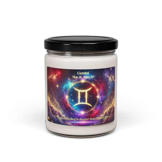 Gemini Zodiac Scented Soy Candle - 9oz with Astrological Design