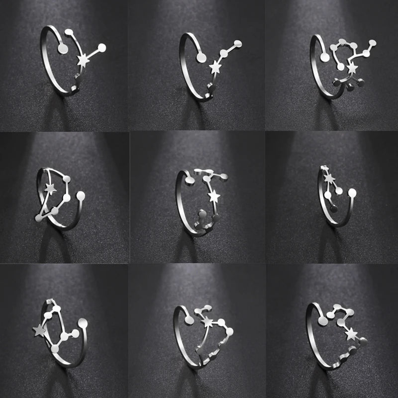 Cosmic Constellation Rings - 12 constellation rings, adjustable rings, gifts for astrology lovers